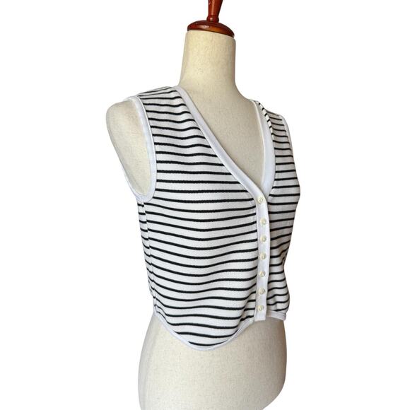 Atelier by Kirious White Striped Sleeveless Crop Top Preppy Medium M - Picture 2 of 7